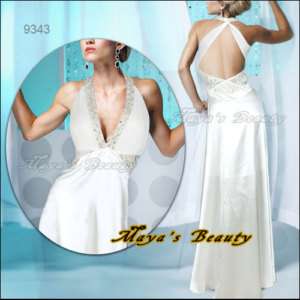 Mayas Beauty Wedding Gown Maxi Bride Dress Halter White  