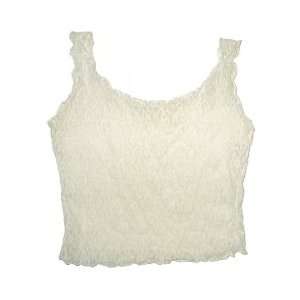  Semi Sheer Fitted Stretch Lace Cami Tank Top in Ivory 