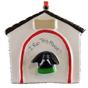 Run This House   Black Dog Christmas Ornament  Sports 
