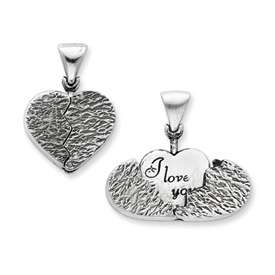 New Sterling Silver Hidden I Love You Heart Pendant  