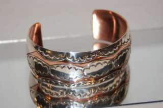  Silver & Copper Handcrafted Bracelet Medium by Navajo Artist  