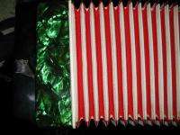 MIRAGE ACCORDION AND CASE MARIACHI MEXICAN FLAG COLORS GREAT SHAPE 