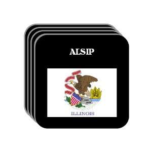 US State Flag   ALSIP, Illinois (IL) Set of 4 Mini Mousepad Coasters