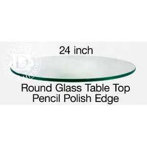 Glass Table Top 24 Round, 3/8 Thick, Pencil Edge, Tempered Glass 