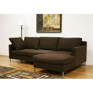   Furniture  Palmyra Brown Twill Fabric Modern Modern Sectional Sofa