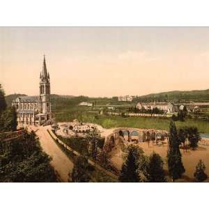 Travel Poster   Notre Dame from Mount Calvary Lourdes Pyrenees France 