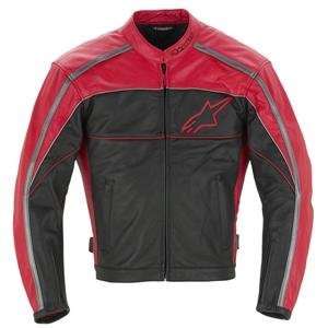  Alpinestars Spinner Leather Jacket   Large/Red Automotive