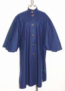 BLUE WOOL Women AUSTRIA Swing Dress CAPE Over Coat L XL  