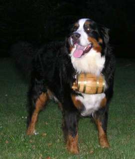 St Bernard Saint Dog Keg Wood Barrel Brass Stand Swiss  