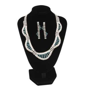 Wedding Bridal Jewelry Wave Design Necklace Stud Earrings Set  
