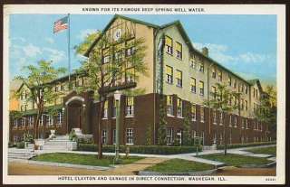 WAUKEGAN, IL VINTAGE POSTCARD Hotel Clayton  