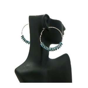  with Blue Iced Out Poparazzi Loops 2 Inch Hoop Earrings Lady Gaga 