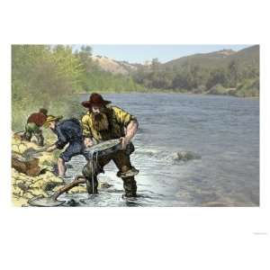 Prospector Panning for Gold Near Sutters Mill in the American River 