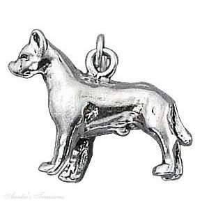   Silver 3D American Staffordshire Terrier Dog Breed Charm Jewelry