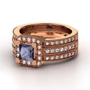  Va Voom Ring, Princess Iolite 14K Rose Gold Ring with 