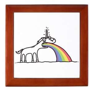    Keepsake Box Mahogany Unicorn Vomiting Rainbow 
