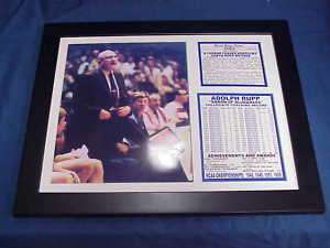 FRAMED ADOLPH RUPP PHOTO KENTUCKY WILDCATS RECORD LIST  