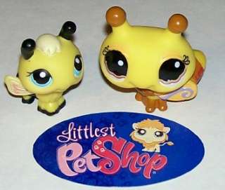 LPS MOM & BABY BUMBLE BEE LOT~#1135 & #201 YELLOW BLACK~Littlest Pet 