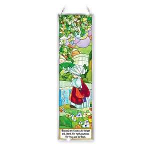 Amia Precious Moments Hand Painted Window Decor Panel, Blessed Are 
