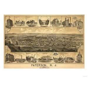 Paterson, New Jersey   Panoramic Map Premium Poster Print, 24x32 