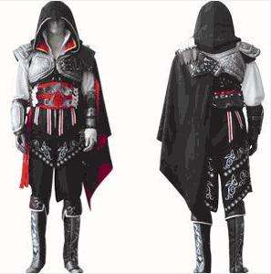 Assassins Creed 2 II Anime Ezio Black White Boy Girl Cosplay Costume 