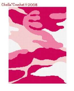 Camouflage Pink Camo Afghan Crochet Pattern Graph  
