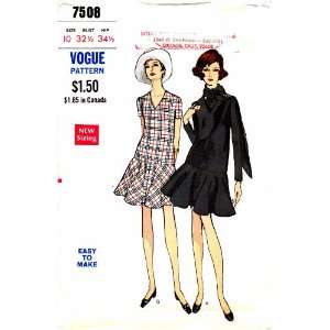  Vogue 7508 Vintage Sewing Pattern Low Waist Flared Dress 