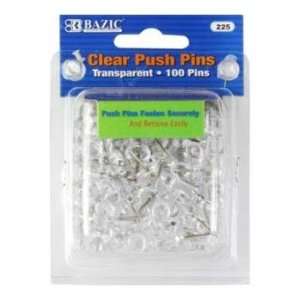  Bazic Clear Transparent Push Pins Case Pack 144 Office 