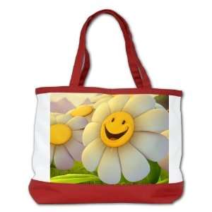   Shoulder Bag Purse (2 Sided) Red Smiley Face on Daisy 