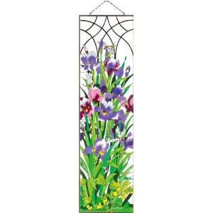 Joan Baker Designs APM410 Iris Trellis Glass Art Panel, 10 1/2 by 37 1 