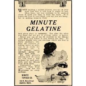  1908 Ad Minute Gelatine Tapioca Dessert Jell O Mold 