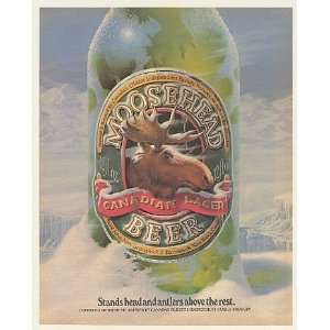  1984 Moosehead Beer Large Bottle Stands Head and Antlers 