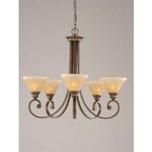 Toltec Lighting 255 BRZ 750 Curl 5 Light Up Chandelier with Crystal 