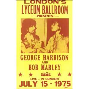 George Harrison and Bob Marley 14 X 22 Vintage Style Concert Poster