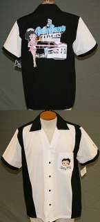   Black Retrobowler BETTY BOOPS DRIVE IN w/WAITRESS Retro Bowling shirt