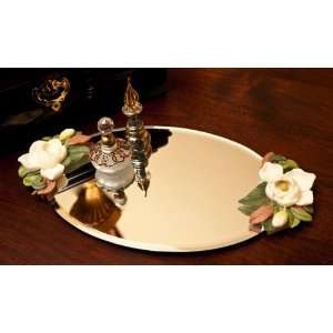  Maqnolia   Hand Painted Floral Sculpture Mirrored Vanity 