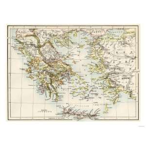 Map of the Aegean Sea in the Time of Ancient Greece Premium Poster 