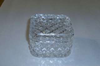 Waffle Block Pressed Glass Square Trinket Box With Lid  