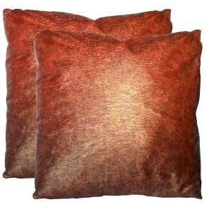  Metallic Leather Decorative Pillow (Set of 2) wine