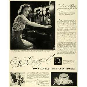  1942 Ad Ponds Cold Cream Anne Nissen Engagement Ring Larry 