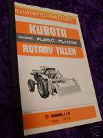 Kubota FL850/1000 Rotary Tiller Parts Manual  