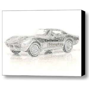Classic Corvette Stingray Word Mosaic Incredible Framed 9x11 Inch 