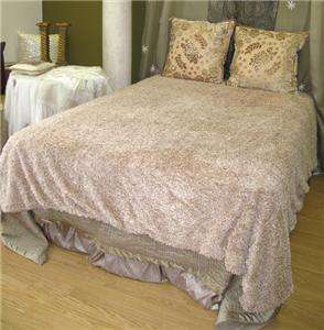 Soft Faux Fur Beige Coverlet Bedcover Shag New Queen  