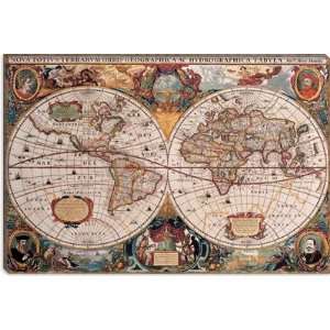  Antique World Map by Henricus Hondius Canvas Giclee Art 