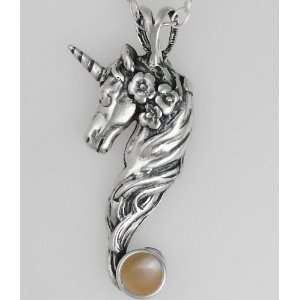  A Gorgeous Sterling Silver Unicorn With A Genuine Peach 