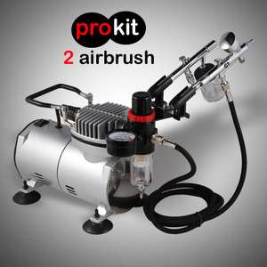   Compressor Kit Dual Action Spray Air Brush Hose Filter Holder  