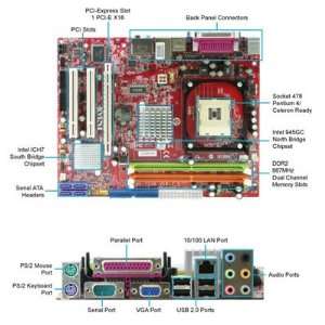  MSI 945GCM478 L SOCKET 478, MS 7536 DDR2 Motherboard 