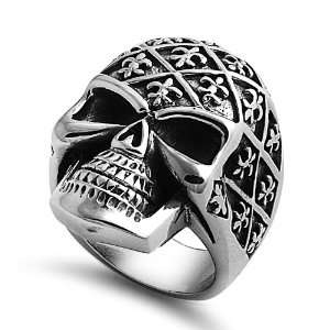  Stainless Steel Casting Ring   Skull with Fleur  de lise 
