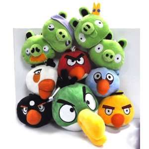 5 Angry Birds + 4 Pigs Plush Toy set + Green bird Doll Total 10 