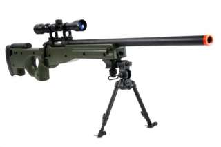 Airsoft AGM L96 AWP Sniper Spring Rifle Scope and Bipod OD Green 